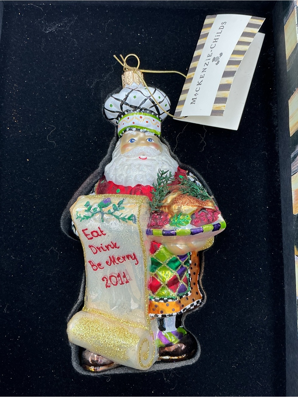 Mackenzie Childs 2011 CHEF SANTA ORNAMENT- NEW IN BOX- RARE- HARD TO FIND